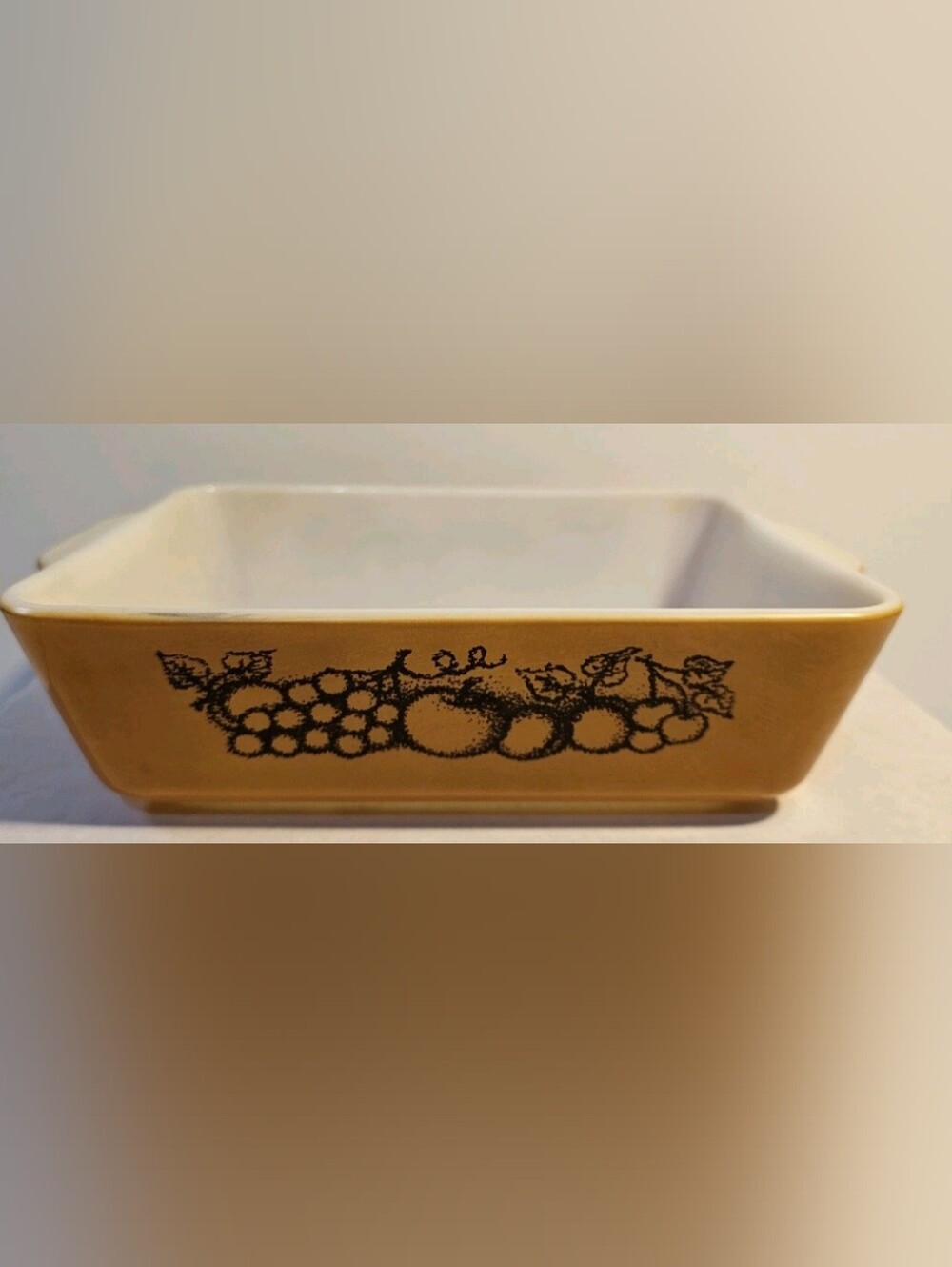 Vintage Pyrex 1.5 Qt  Old Orchard Brown Gold 0503 Ovenware Casserole Baking Dish